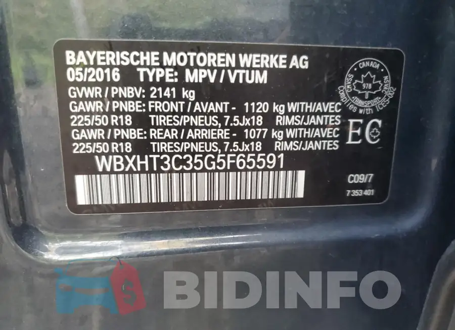 WBXHT3C35G5F65591 Photo# 13
