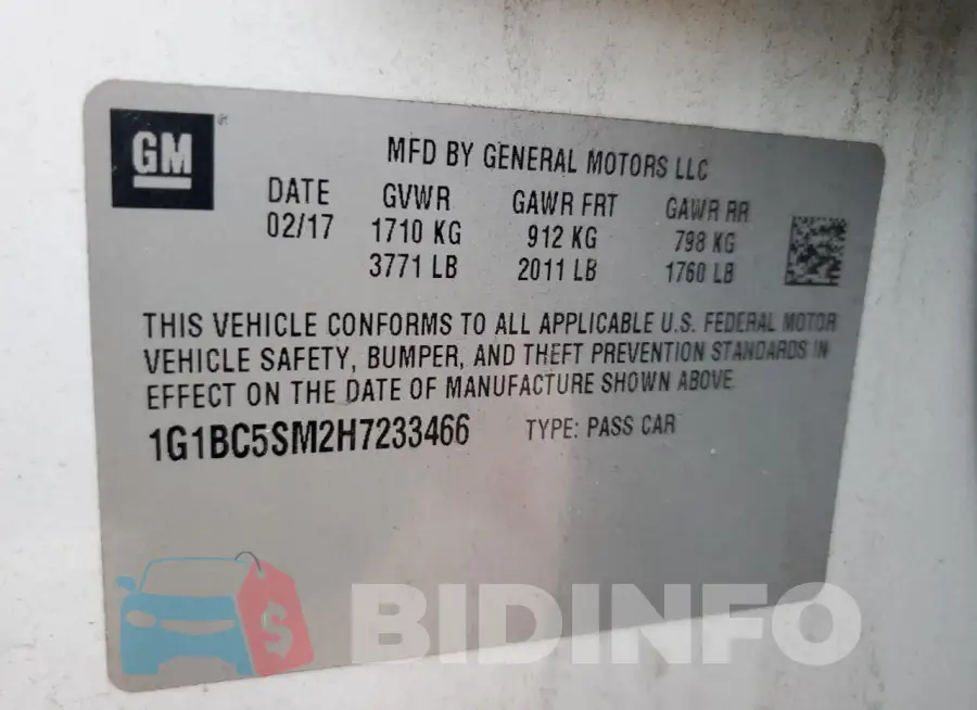 1G1BC5SM2H7233466 Photo# 12