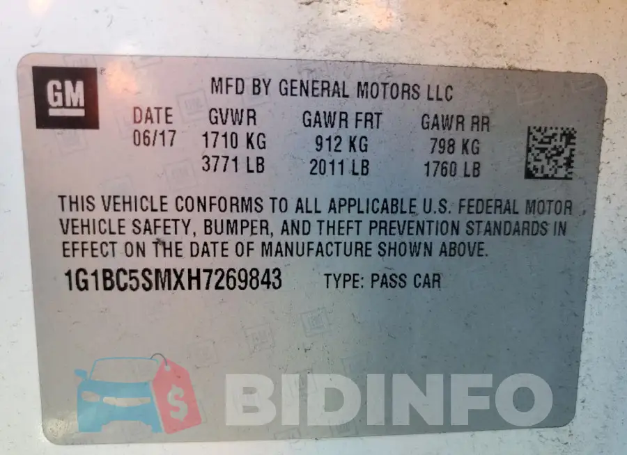 1G1BC5SMXH7269843 Photo# 12