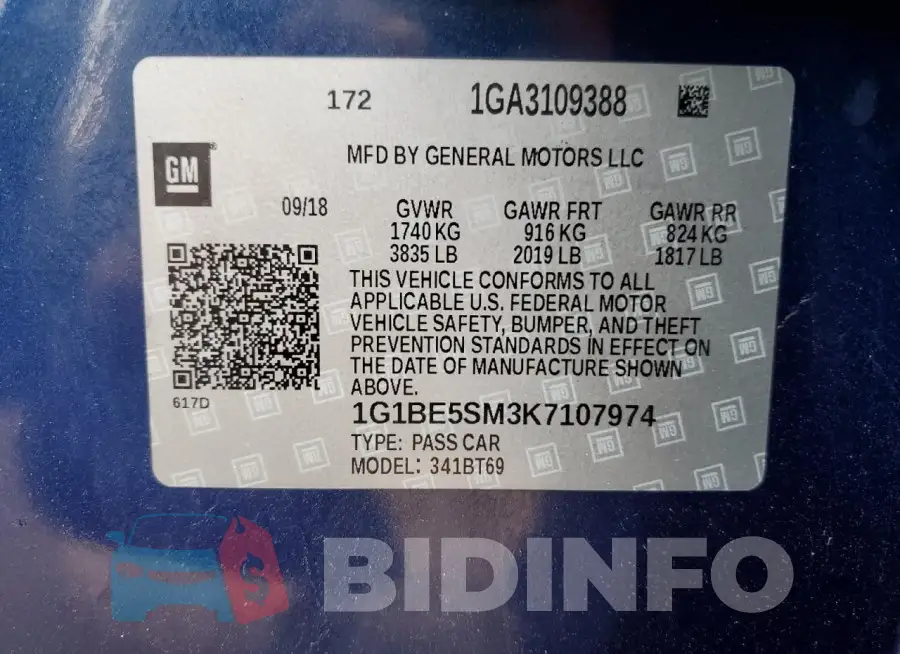 1G1BE5SM3K7107974 Photo# 12