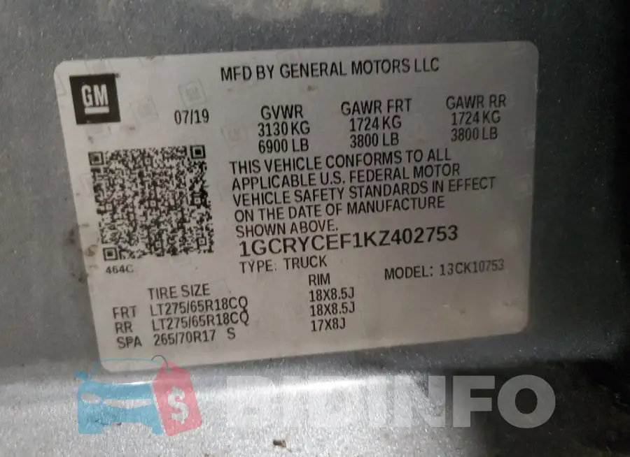 1GCRYCEF1KZ402753 Photo# 12