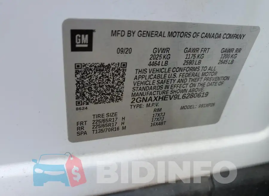 2GNAXHEV9L6280619 Photo# 14