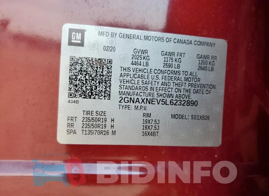 2GNAXNEV5L6232890 Photo# 13