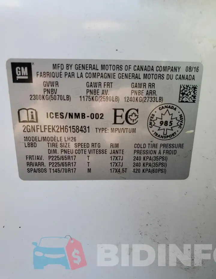 2GNFLFEK2H6158431 Photo# 14