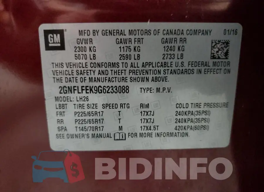 2GNFLFEK9G6233088 Photo# 13