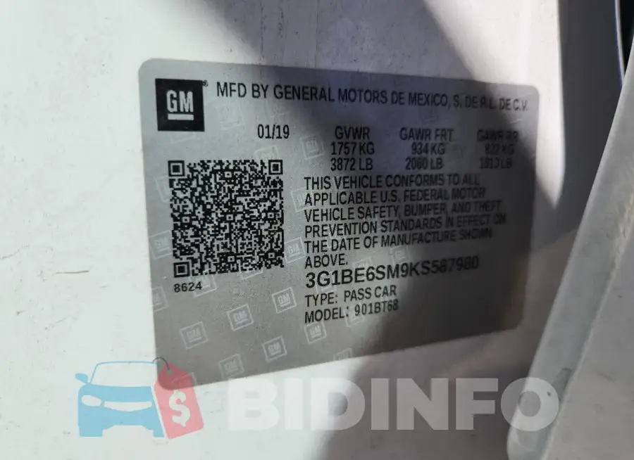 3G1BE6SM9KS587980 Photo# 12