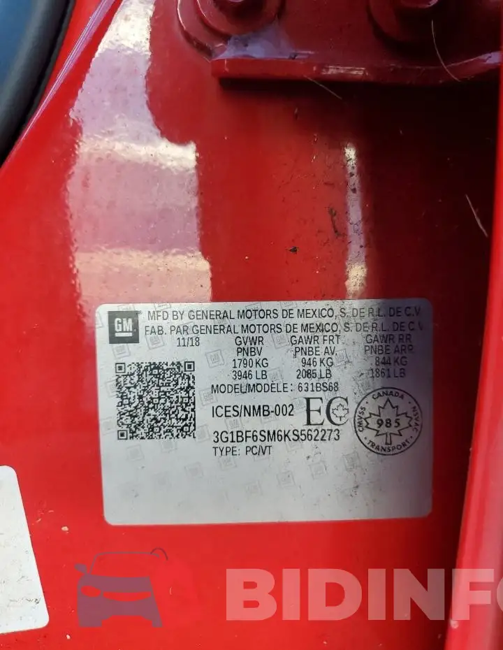 3G1BF6SM6KS562273 Photo# 12