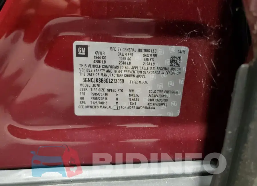 3GNCJKSB6GL213060 Photo# 13