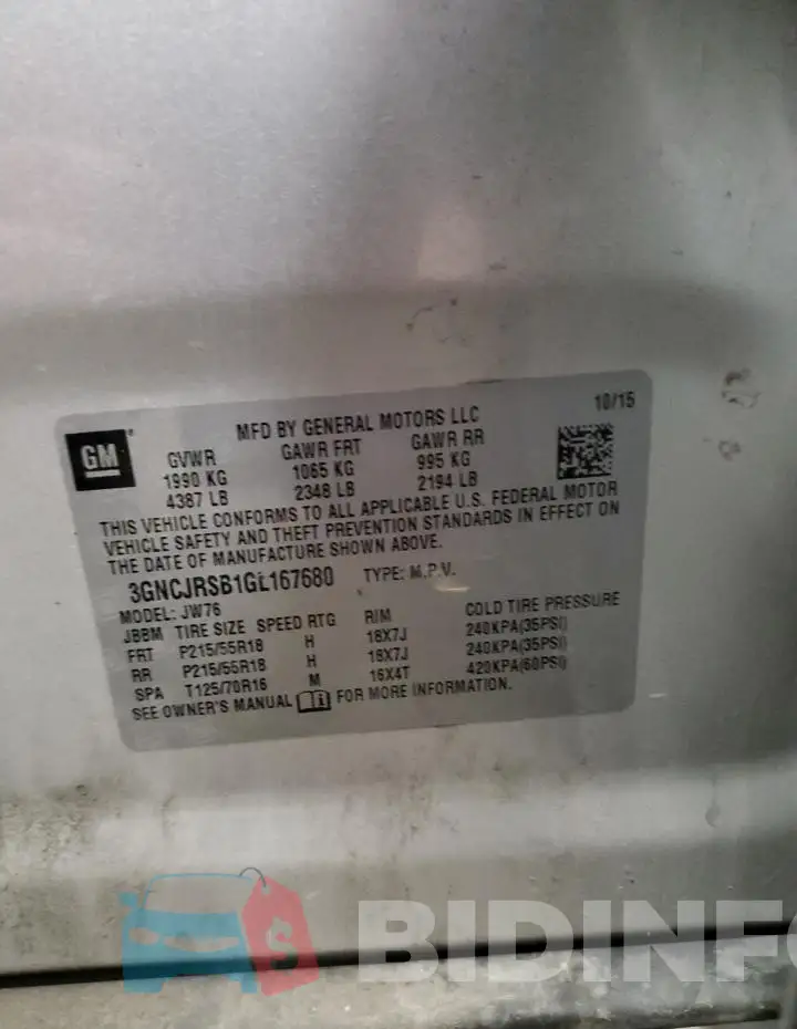 3GNCJRSB1GL167680 Photo# 14