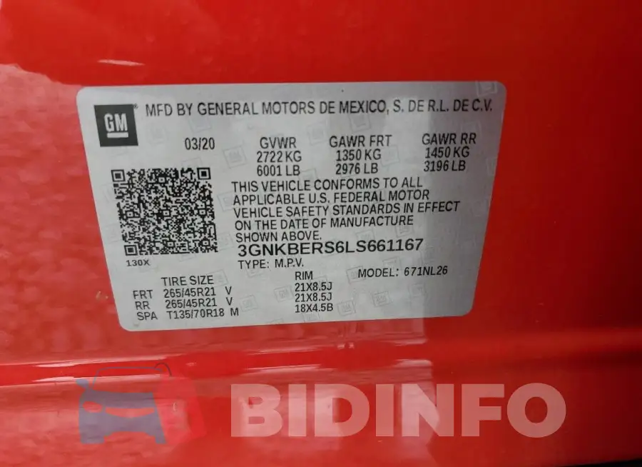 3GNKBERS6LS661167 Photo# 13