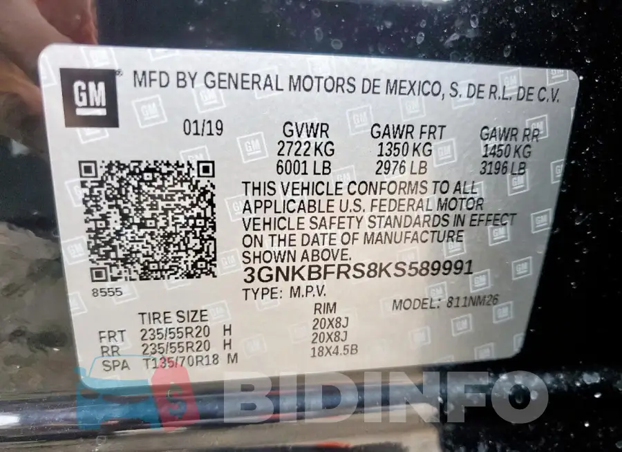 3GNKBFRS8KS589991 Photo# 13