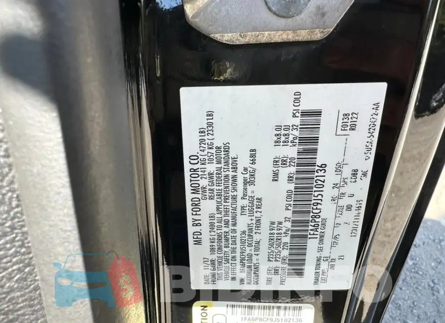 1FA6P8CF9J5102136 Photo# 10