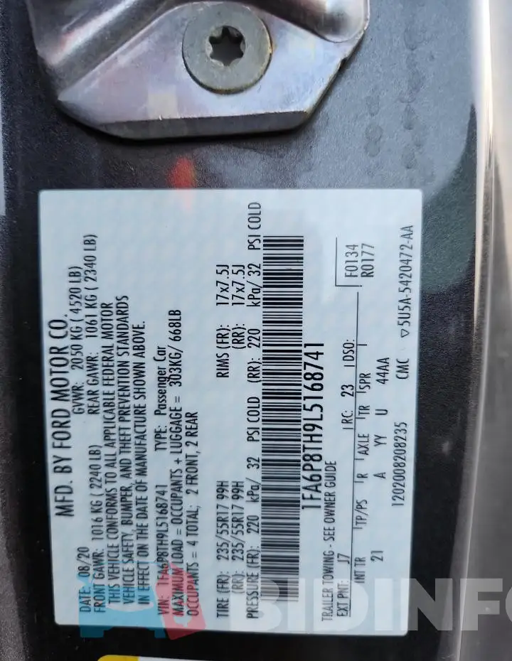 1FA6P8TH9L5168741 Photo# 12
