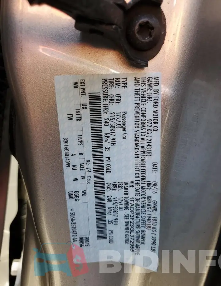 1FADP3F23GL372955 Photo# 12