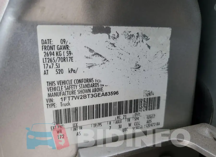 1FT7W2BT3GEA83596 Photo# 13