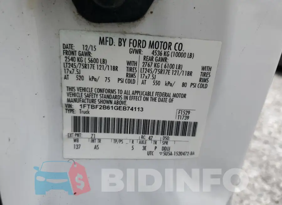 1FTBF2B61GEB74113 Photo# 13
