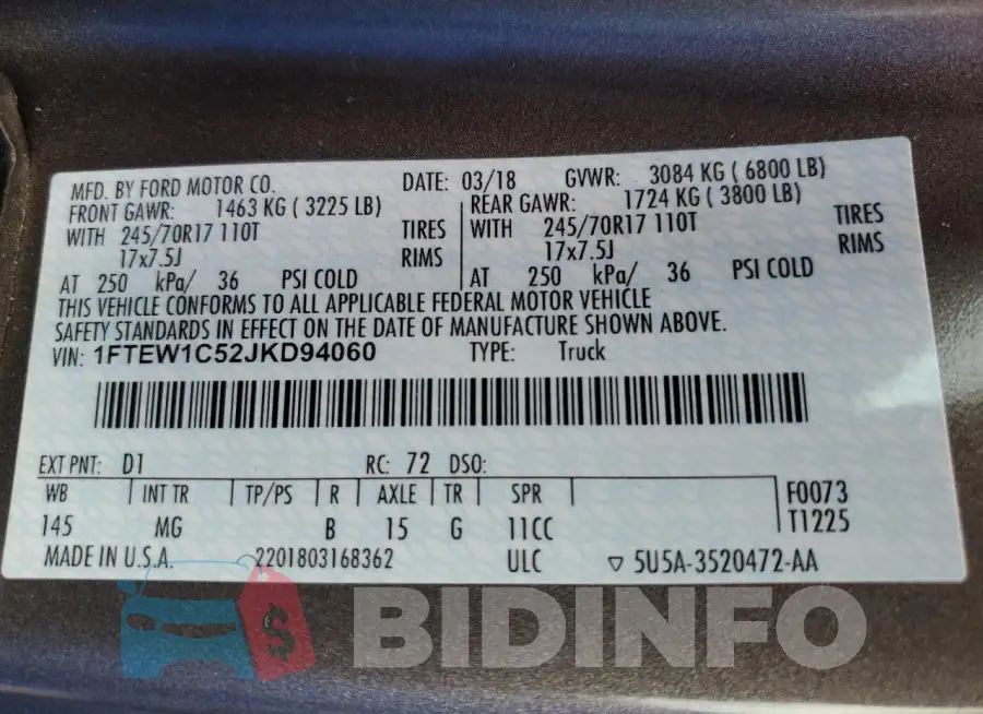 1FTEW1C52JKD94060 Photo# 12