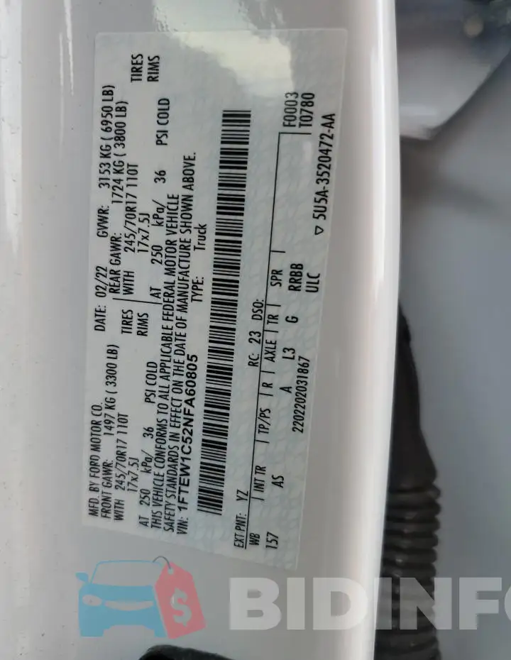 1FTEW1C52NFA60805 Photo# 12
