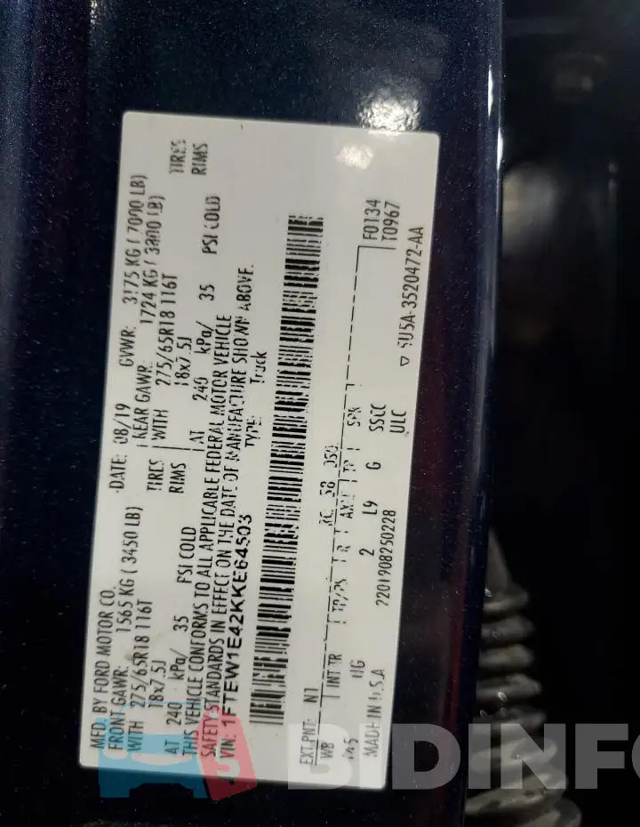 1FTEW1E42KKE64503 Photo# 13