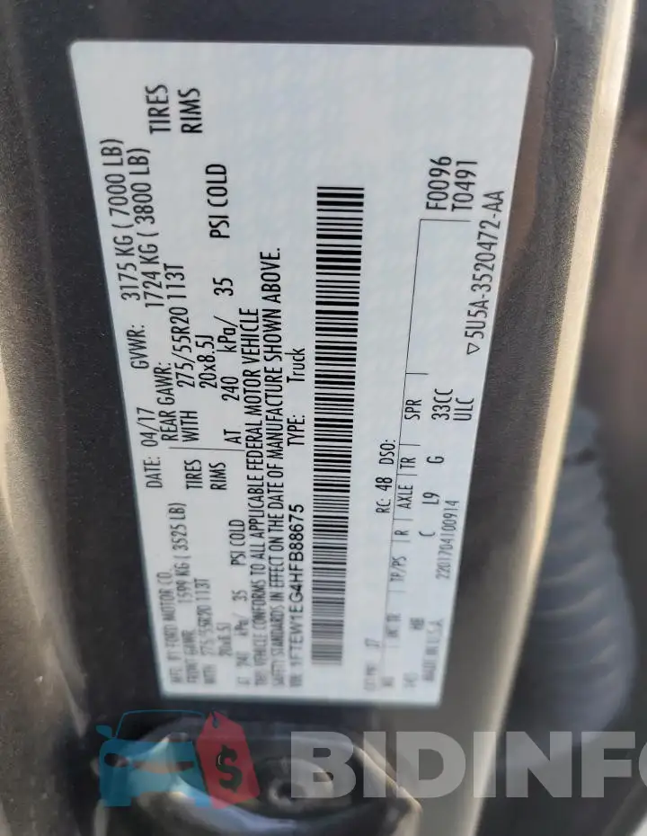1FTEW1EG4HFB88675 Photo# 12