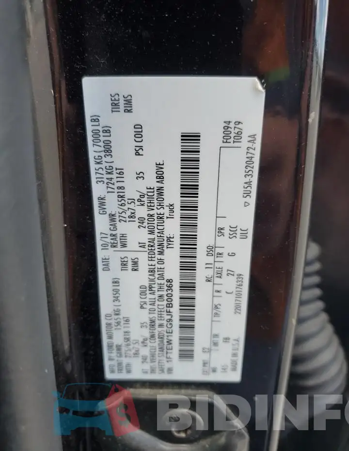 1FTEW1EG9JFB00368 Photo# 12