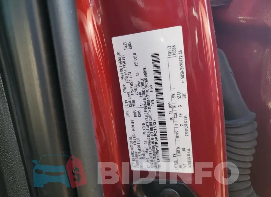1FTEW1EP5KFC18127 Photo# 12