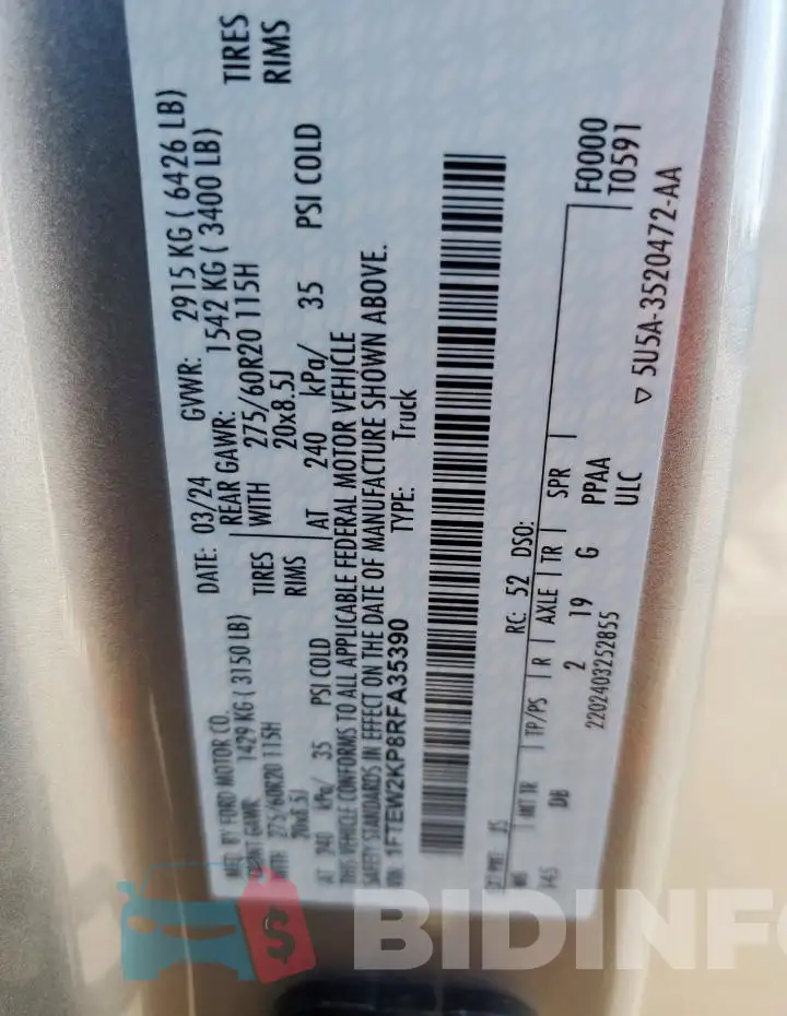 1FTEW2KP8RFA35390 Photo# 12