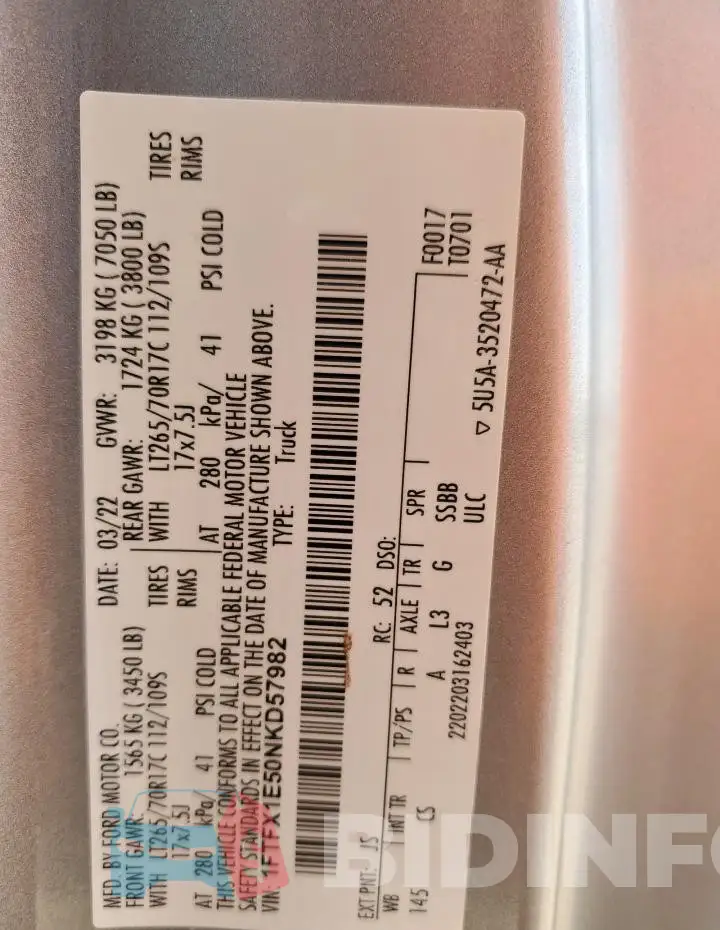 1FTFX1E50NKD57982 Photo# 12