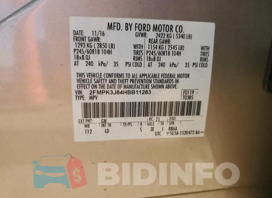 2FMPK3J84HBB11283 Photo# 13