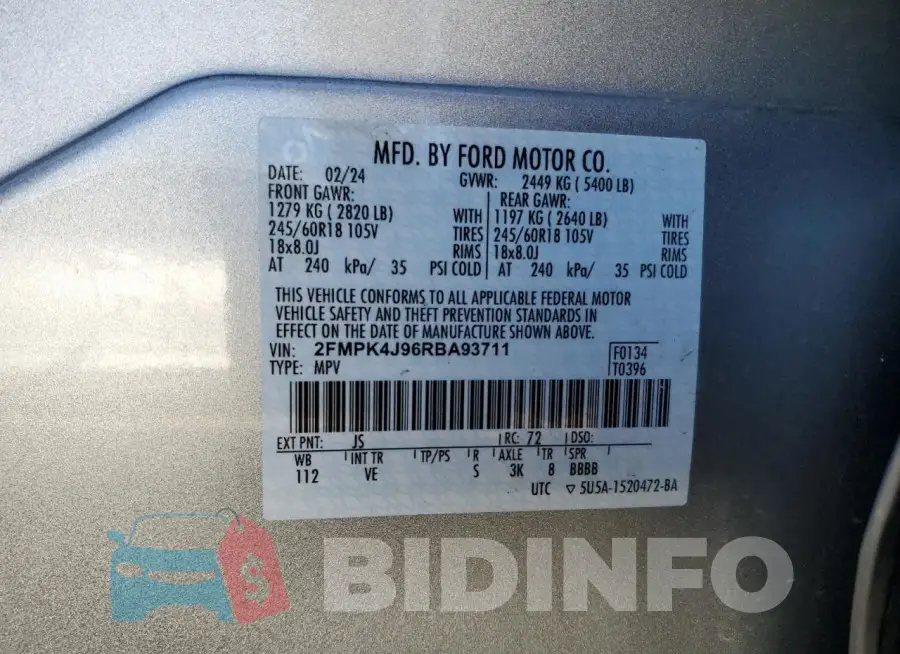 2FMPK4J96RBA93711 Photo# 14