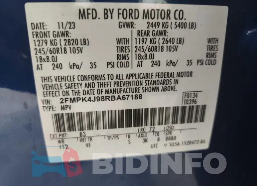 2FMPK4J98RBA67188 Photo# 13