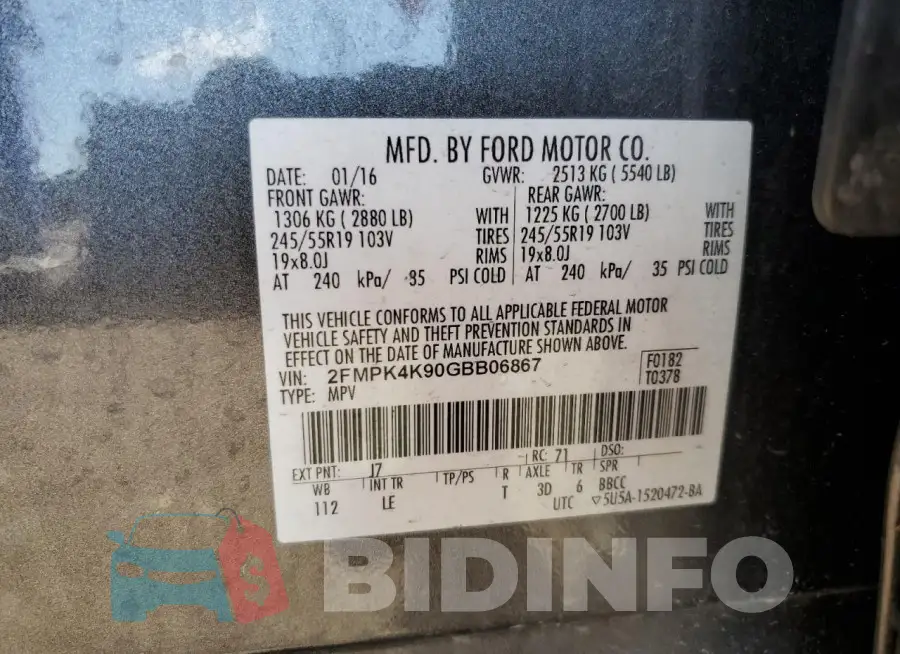 2FMPK4K90GBB06867 Photo# 13