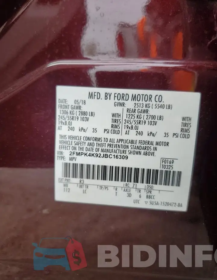 2FMPK4K92JBC16309 Photo# 13