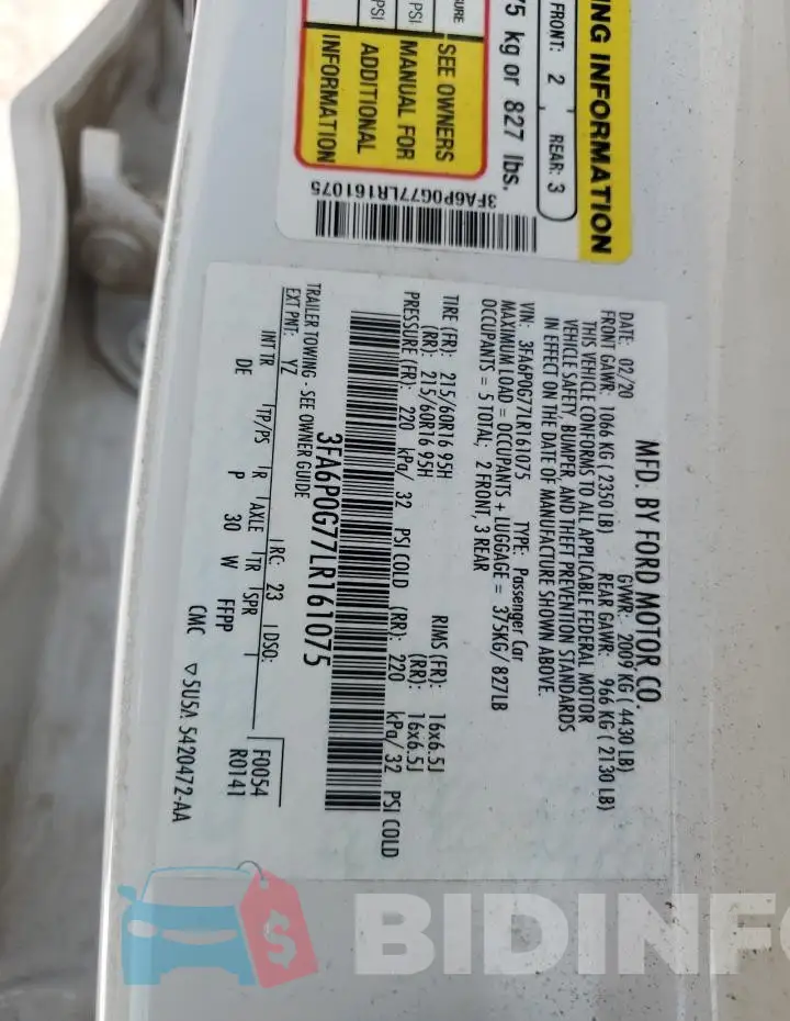 3FA6P0G77LR161075 Photo# 13