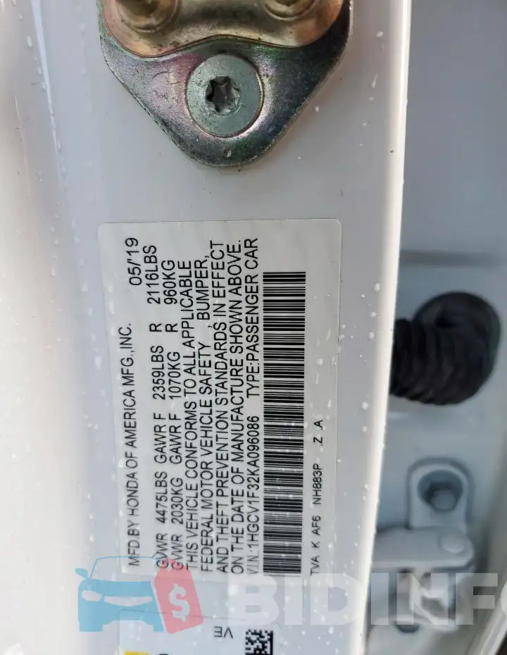 1HGCV1F32KA096086 Photo# 13
