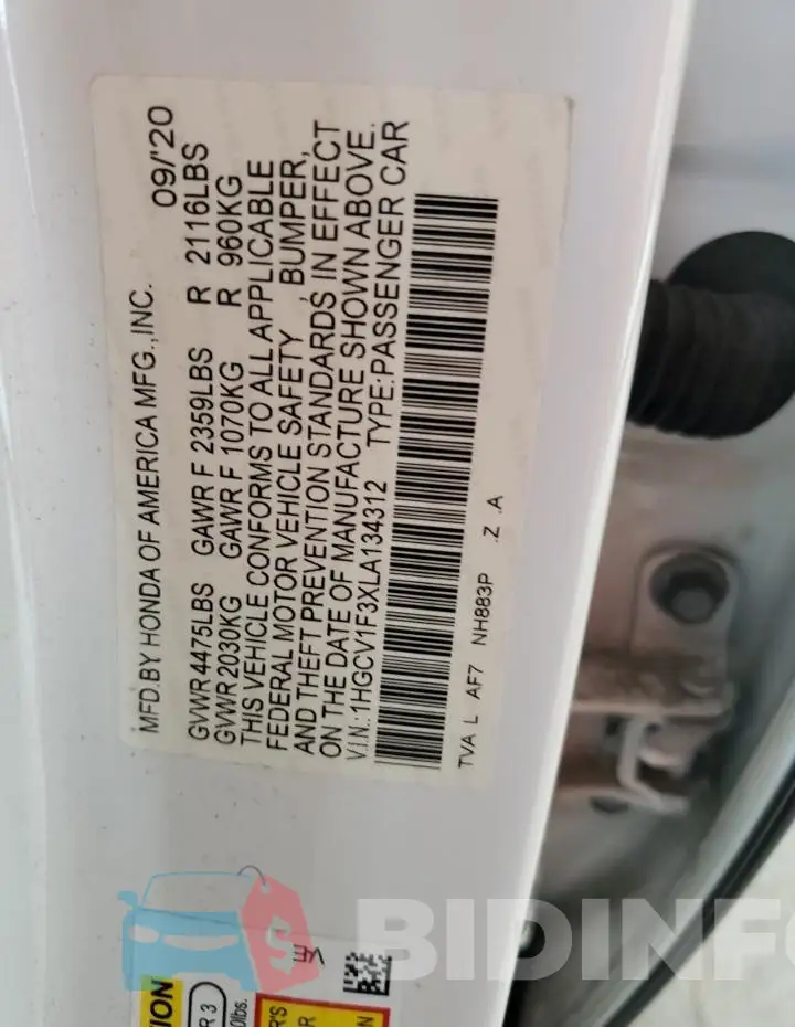 1HGCV1F3XLA134312 Photo# 12