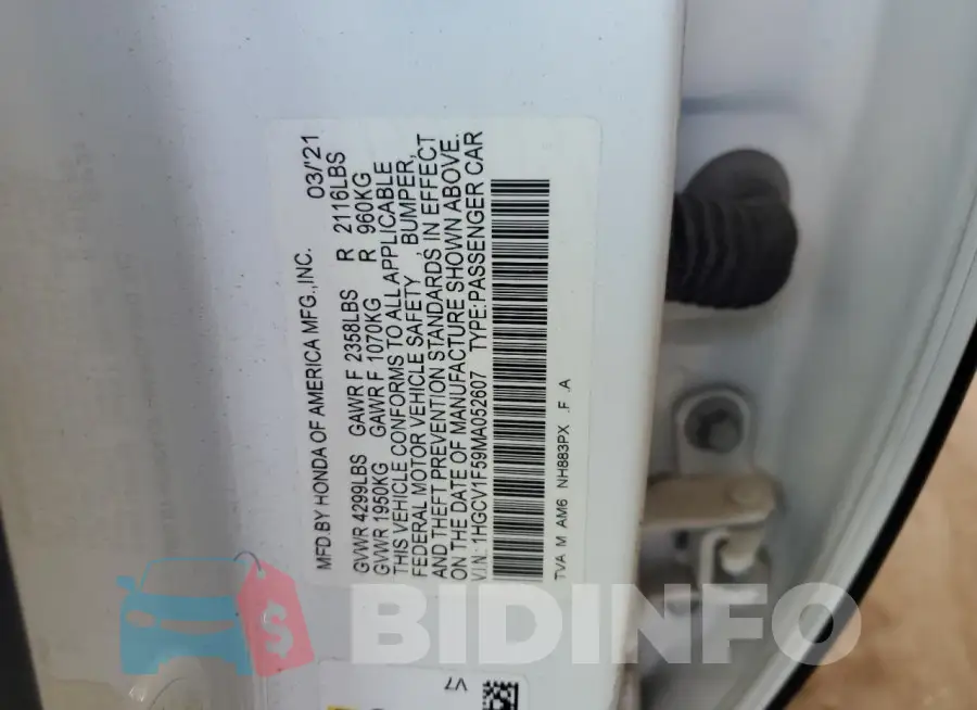 1HGCV1F59MA052607 Photo# 12