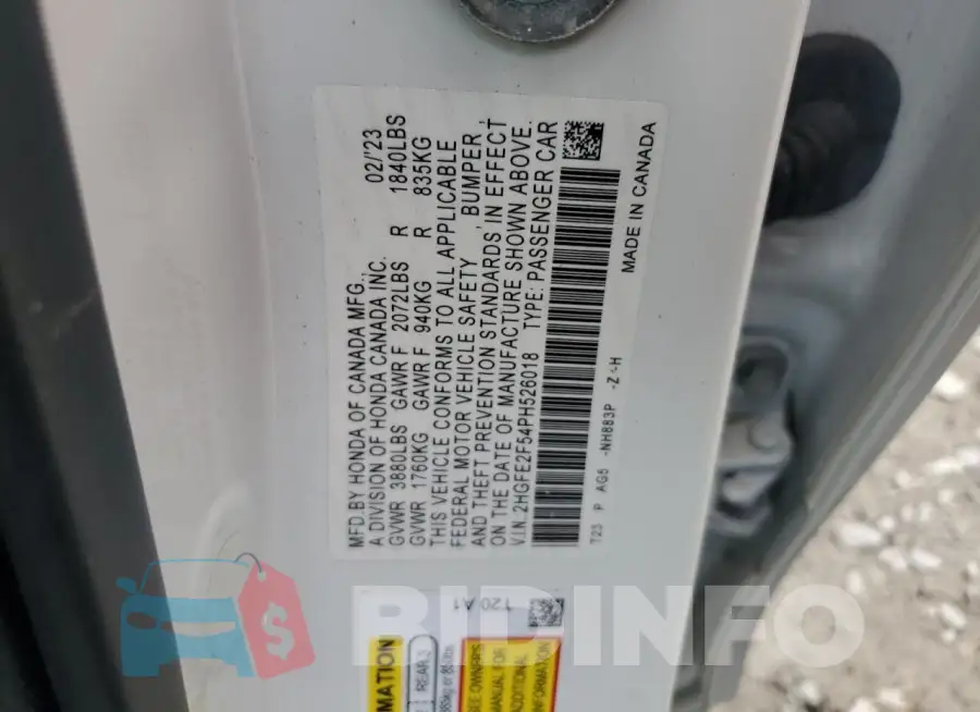 2HGFE2F54PH526018 Photo# 13