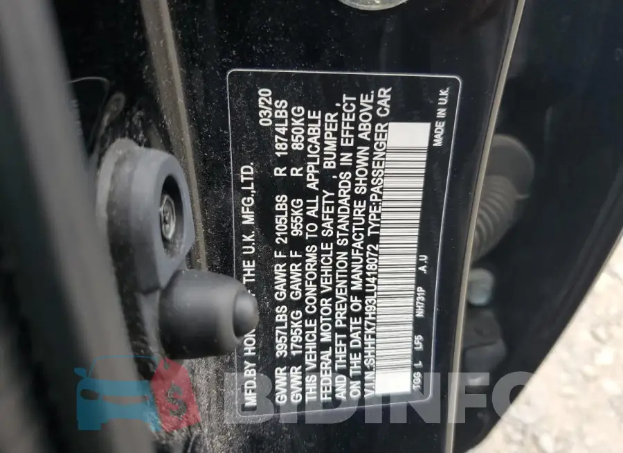 SHHFK7H93LU418072 Photo# 12