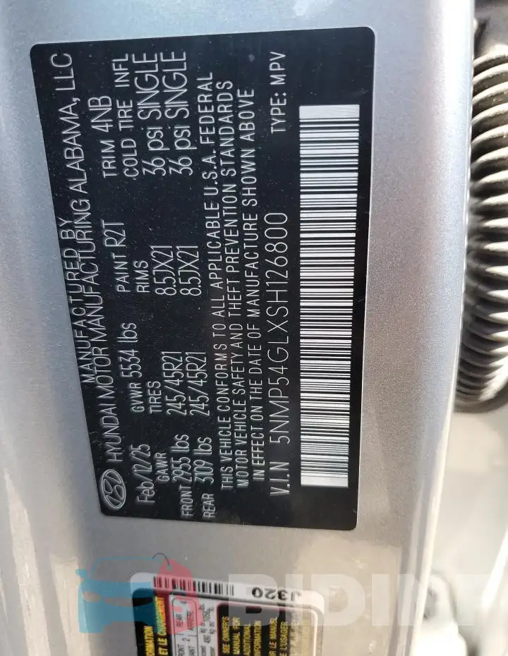 5NMP54GLXSH126800 Photo# 13