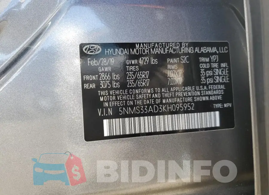 5NMS33AD3KH095952 Photo# 13