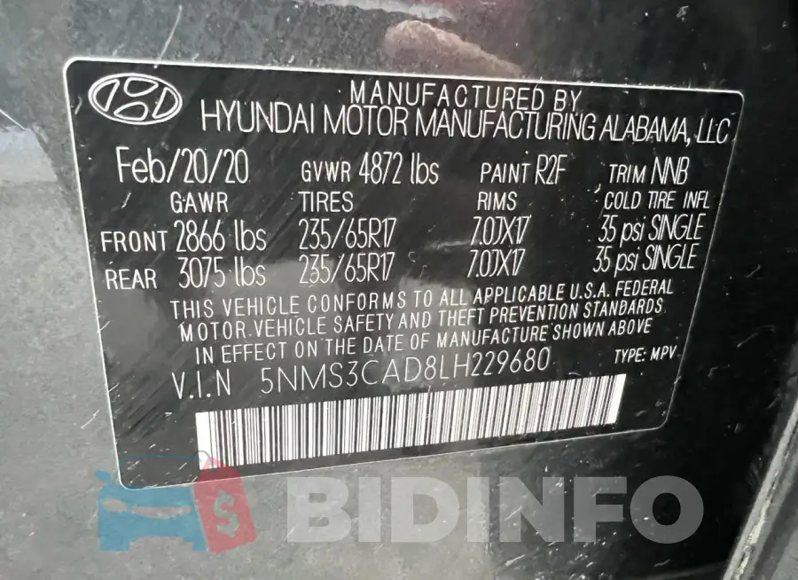 5NMS3CAD8LH229680 Photo# 10
