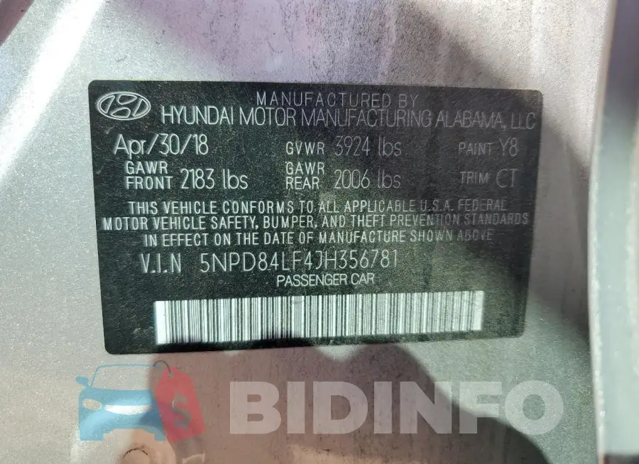5NPD84LF4JH356781 Photo# 12