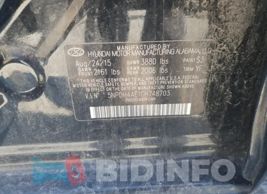 5NPDH4AE1GH748703 Photo# 12