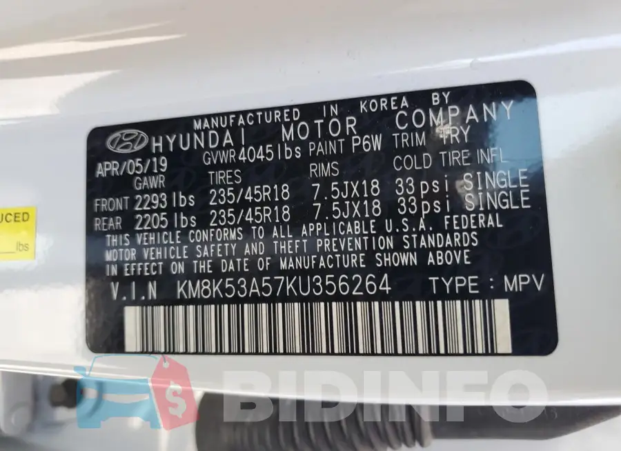 KM8K53A57KU356264 Photo# 14