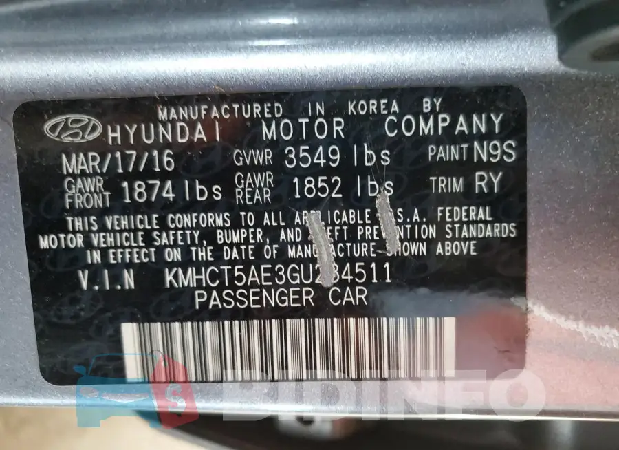 KMHCT5AE3GU284511 Photo# 12