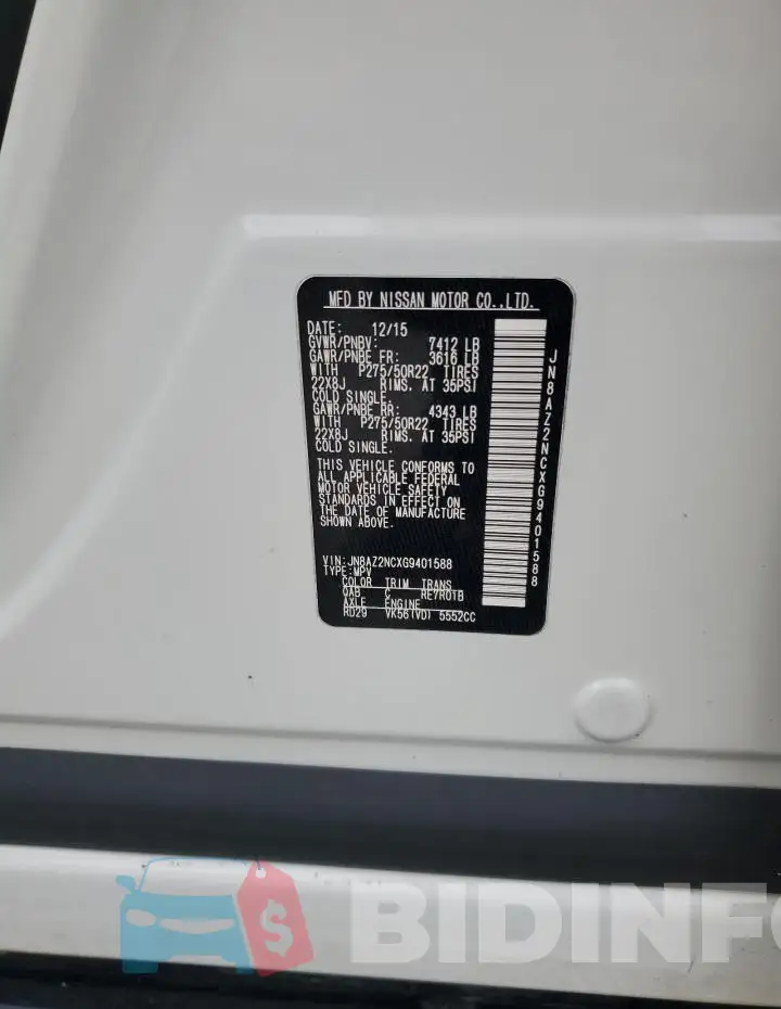 JN8AZ2NCXG9401588 Photo# 12