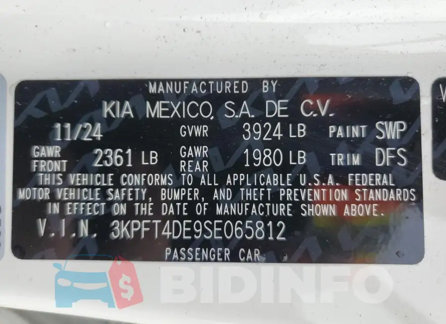 3KPFT4DE9SE065812 Photo# 12