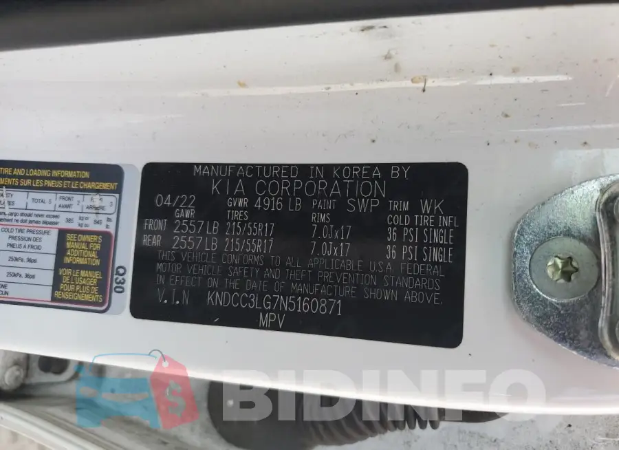 KNDCC3LG7N5160871 Photo# 13