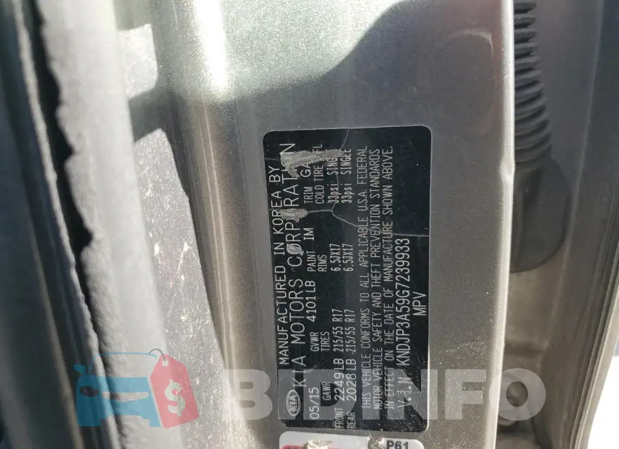 KNDJP3A59G7239933 Photo# 13
